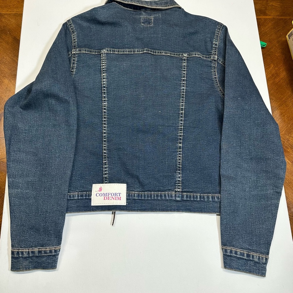 New Girls Comfort Denim Jean Jacket Large Long Sleeve - Picture 2 of 8